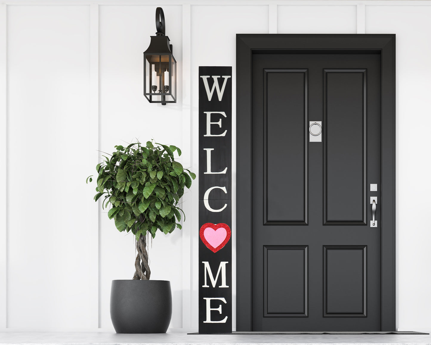 72in Outdoor Valentine's Day Welcome Sign | Black Front Door Porch Decor | Wooden Outdoor Decor | Farmhouse Decor for Lovers