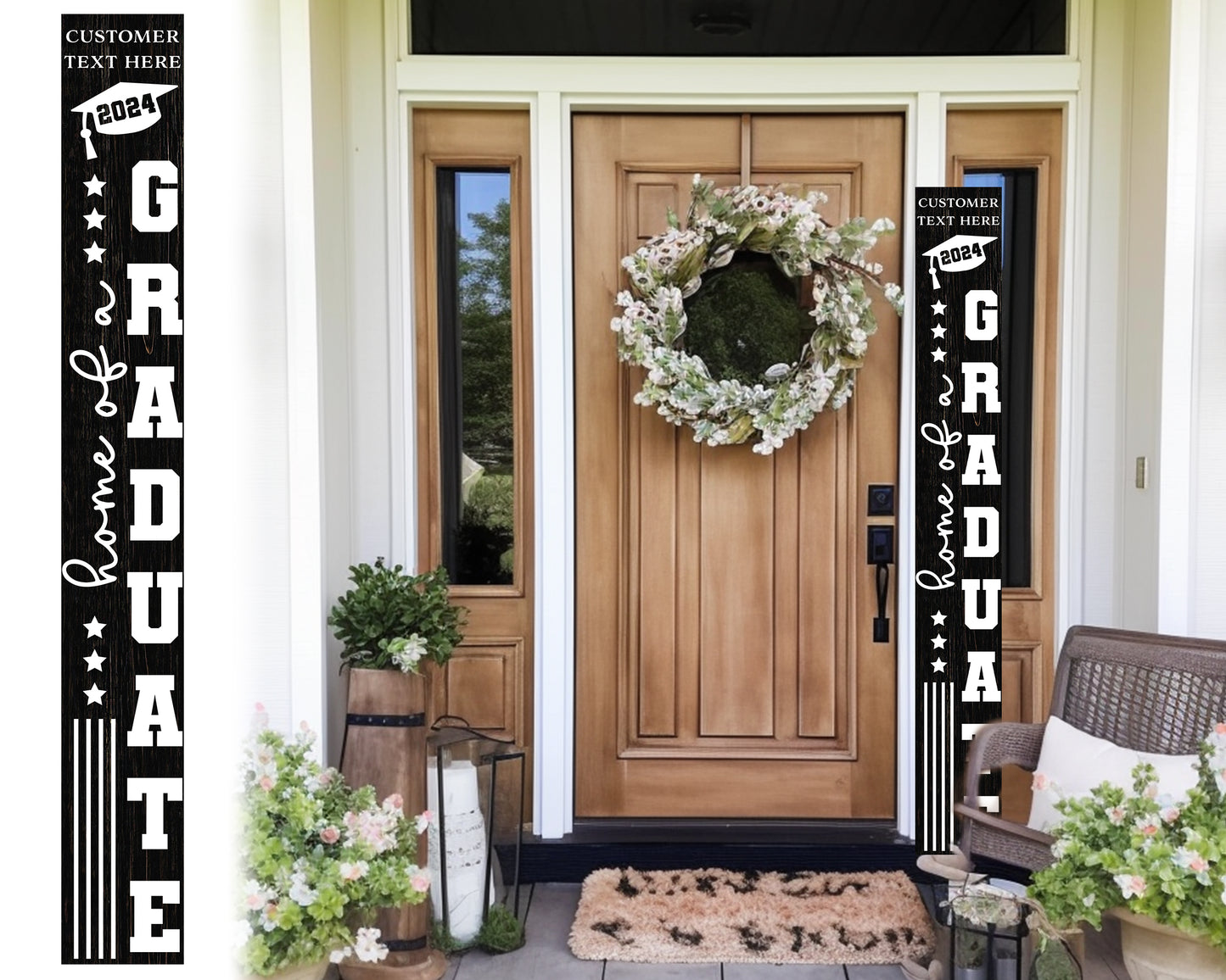 72in Home of a Graduate Porch Sign | Personalized Graduation Decor | High School Graduation Signs | Black