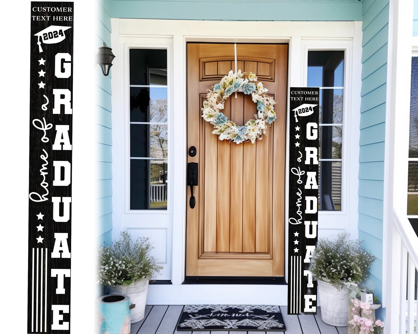 72in Home of a Graduate Porch Sign | Personalized Graduation Decor | High School Graduation Signs | Black