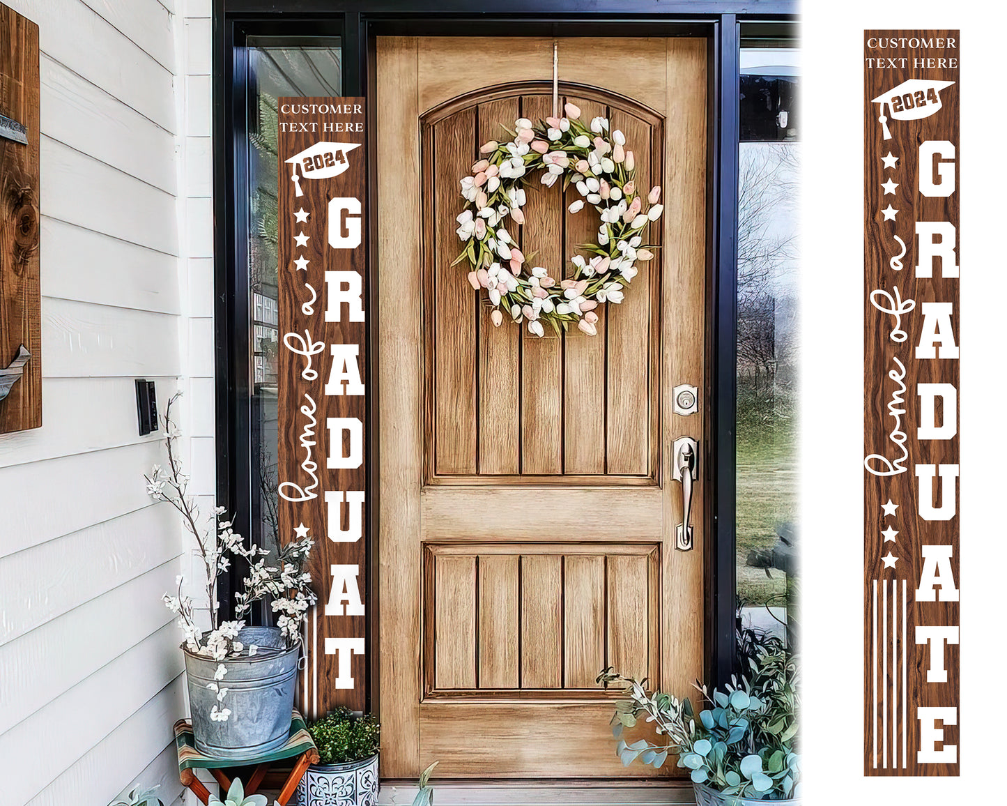 72in Home of a Graduate Porch Sign | Personalized Graduation Decor | High School Graduation Signs | Brown