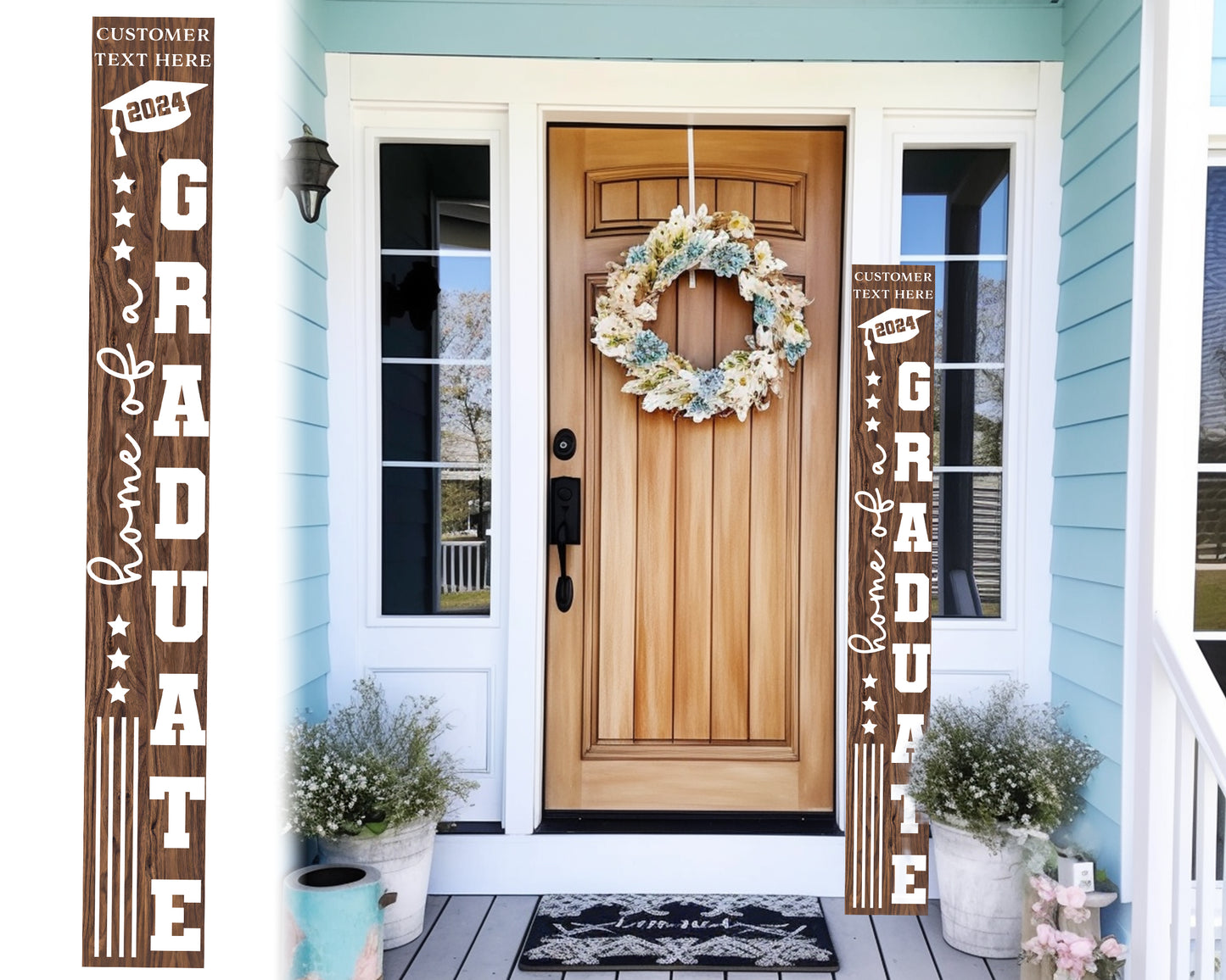 72in Home of a Graduate Porch Sign | Personalized Graduation Decor | High School Graduation Signs | Brown