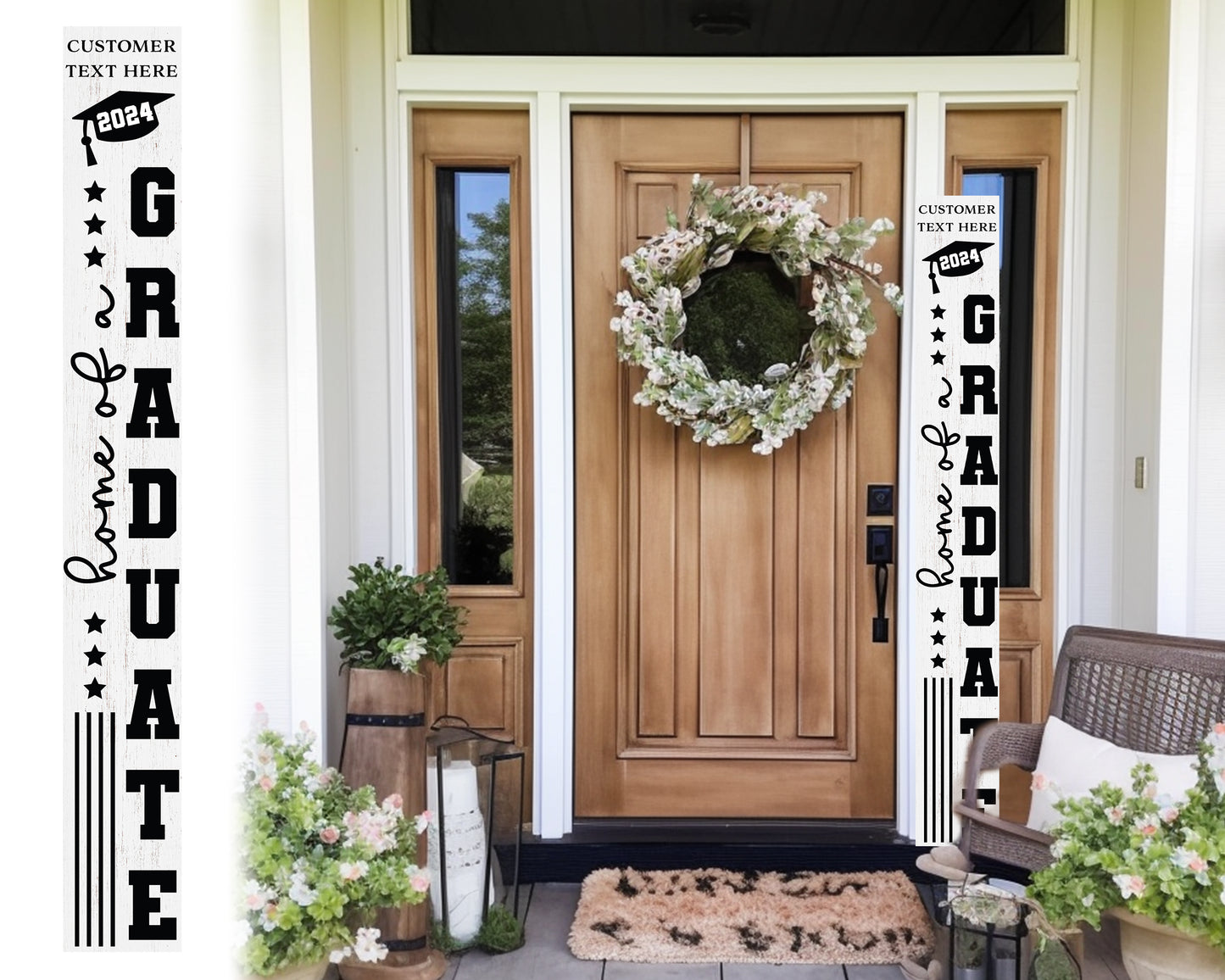 72in Home of a Graduate Porch Sign | Personalized Graduation Decor | High School Graduation Signs | White