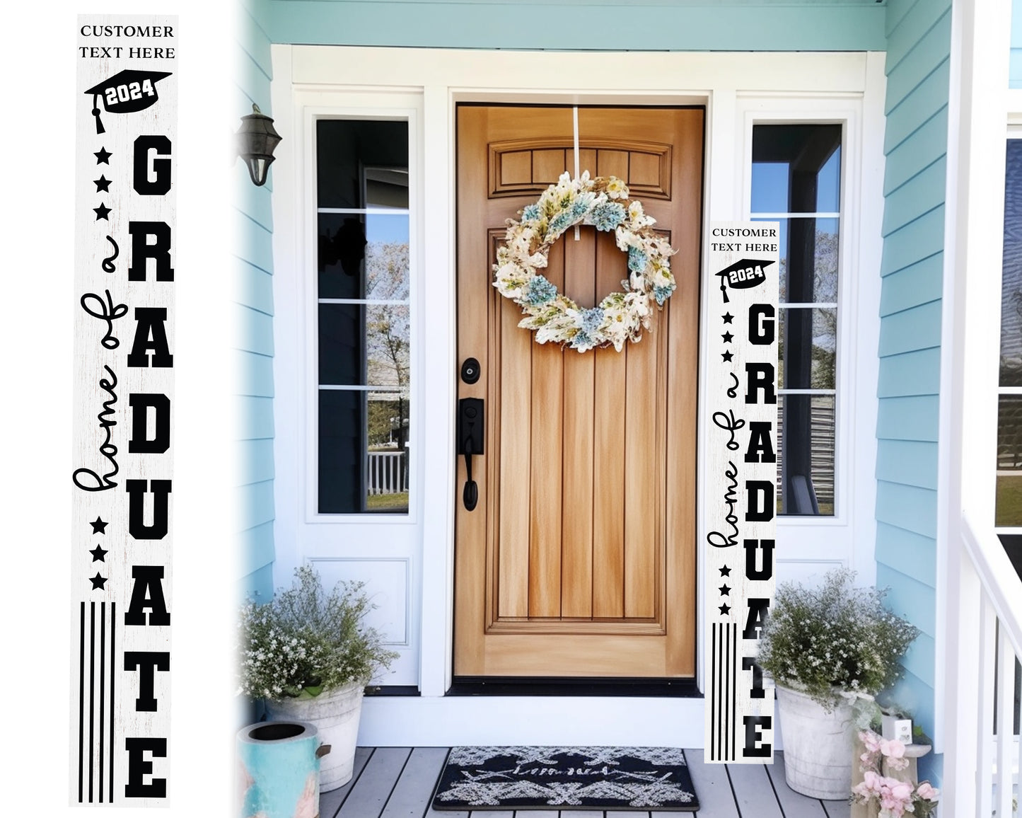 72in Home of a Graduate Porch Sign | Personalized Graduation Decor | High School Graduation Signs | White