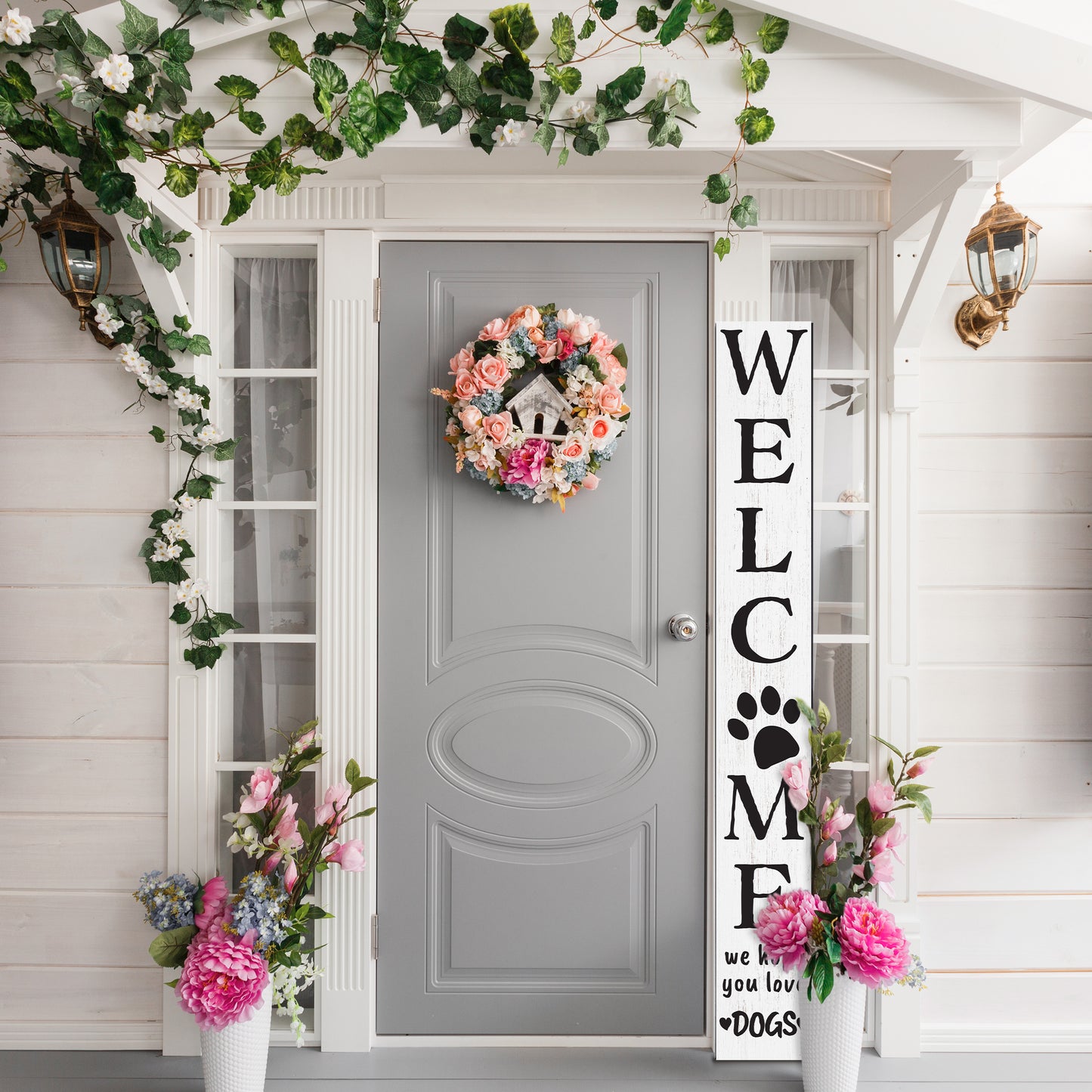 72in 'We Hope You Love Dogs' Porch Sign - Dog Lover Welcome Home Sign, Ideal for Dog House Decor Wall Art, Perfect Everyday Porch Decor