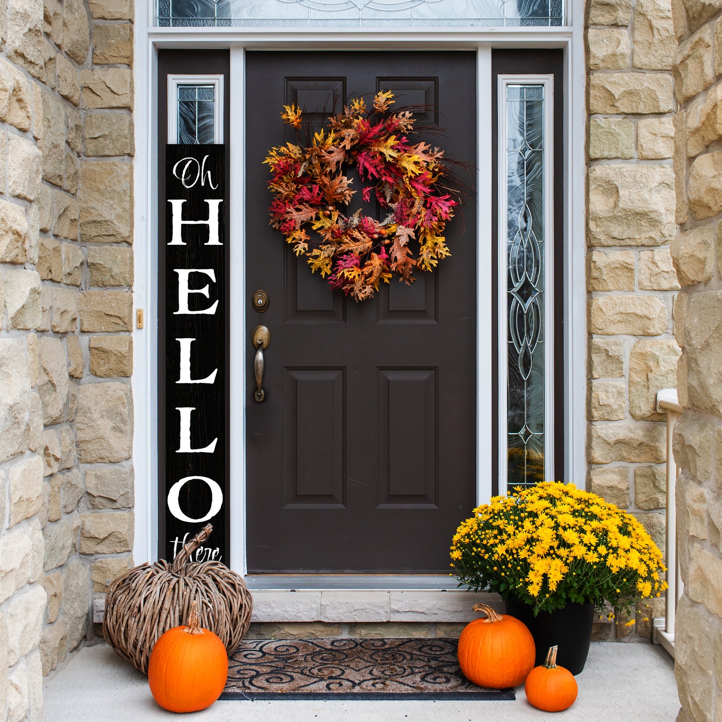 72in 'Oh Hello There' Welcome Porch Sign - Ideal Housewarming Gift for Families and Guests, Perfect Everyday Porch Decor