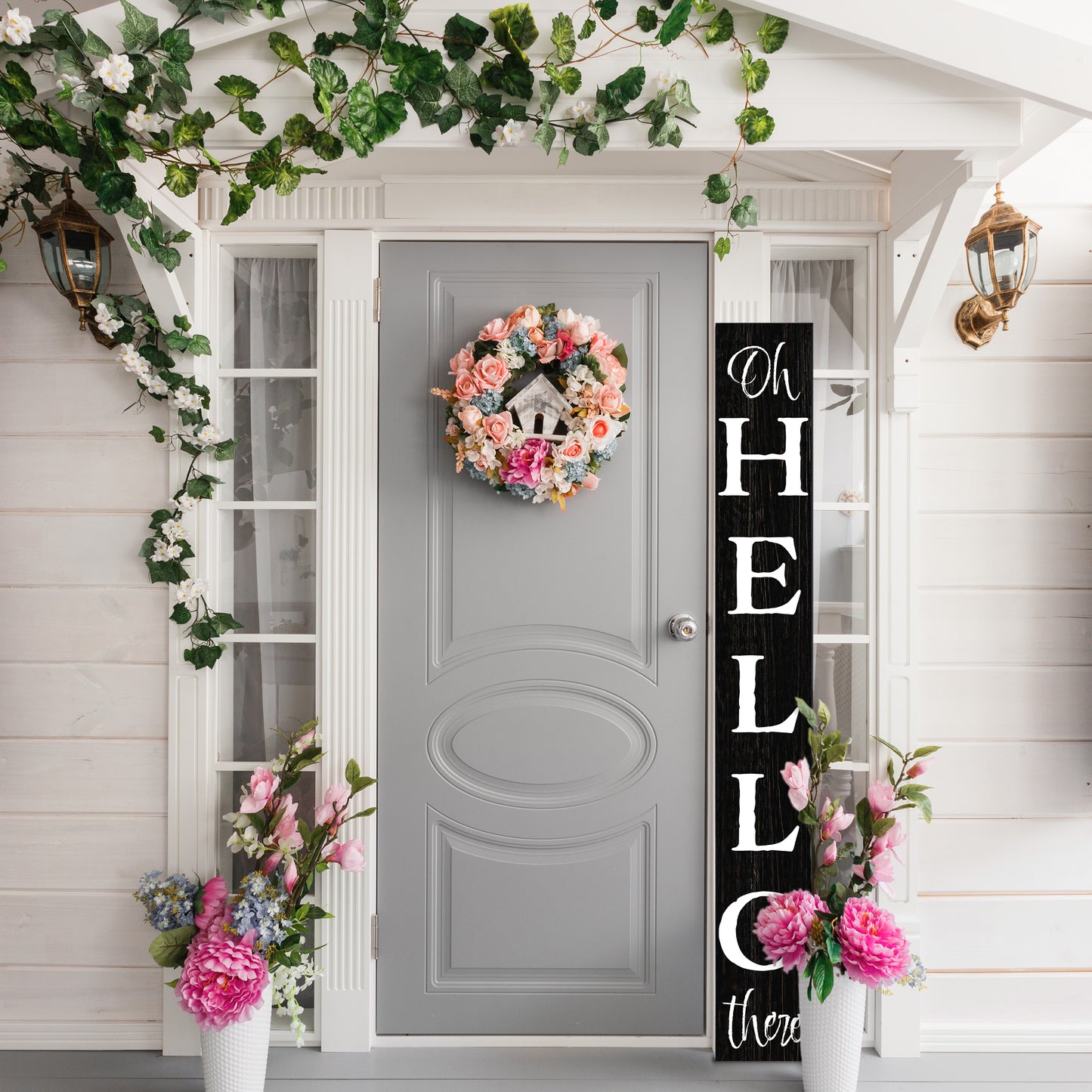 72in 'Oh Hello There' Welcome Porch Sign - Ideal Housewarming Gift for Families and Guests, Perfect Everyday Porch Decor