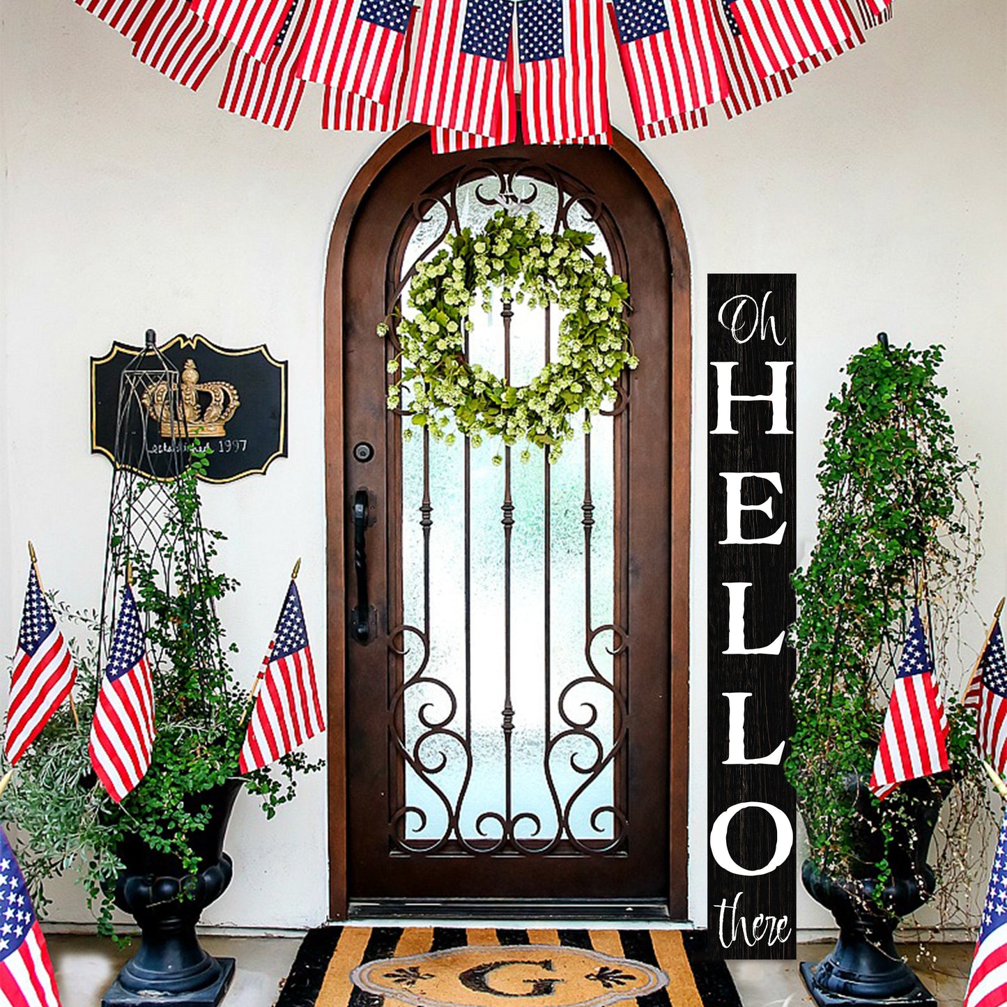 72in 'Oh Hello There' Welcome Porch Sign - Ideal Housewarming Gift for Families and Guests, Perfect Everyday Porch Decor