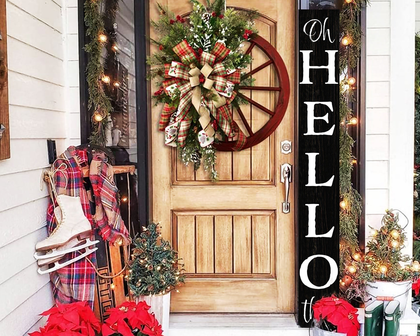 72in 'Oh Hello There' Welcome Porch Sign - Ideal Housewarming Gift for Families and Guests, Perfect Everyday Porch Decor