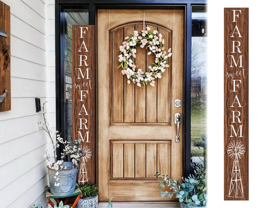 72in Brown 'Farm Sweet Farm' Welcome Porch Sign - Rustic Door & Outdoor Home Decor