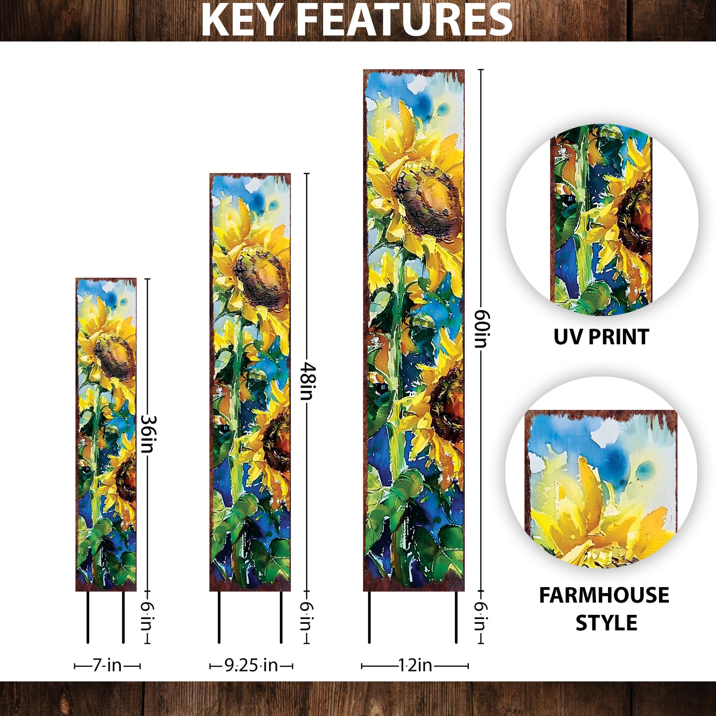 Summer Garden Stake | Sunflower Outdoor Décor | Oil Paint Style Yard Sign | Farmhouse Porch, Patio & Garden Decoration