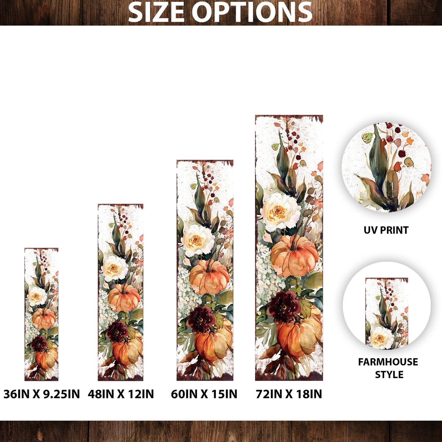 Fall Pumpkin Porch Sign - Front Porch Fall Sign with Vintage Autumn Decoration, Rustic Modern Farmhouse Entryway Porch Decor
