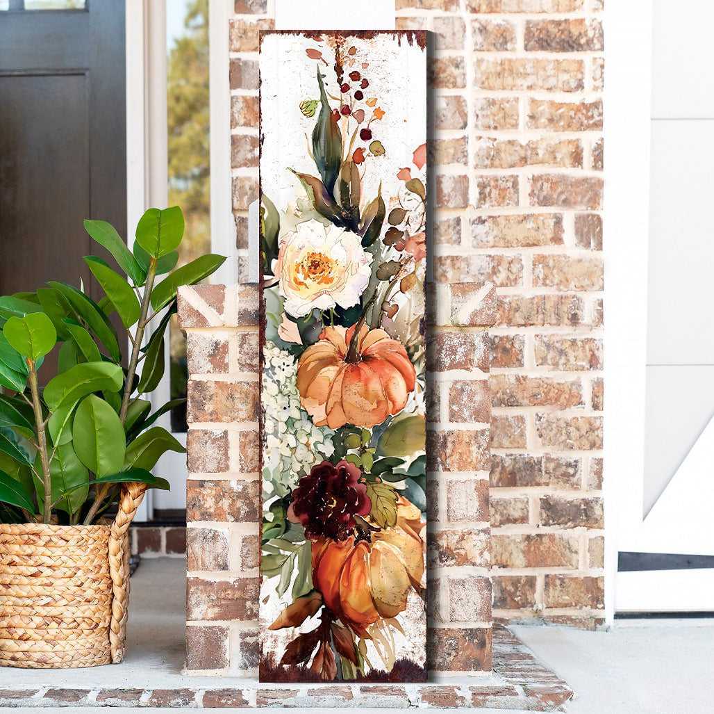 Fall Pumpkin Porch Sign - Front Porch Fall Sign with Vintage Autumn Decoration, Rustic Modern Farmhouse Entryway Porch Decor