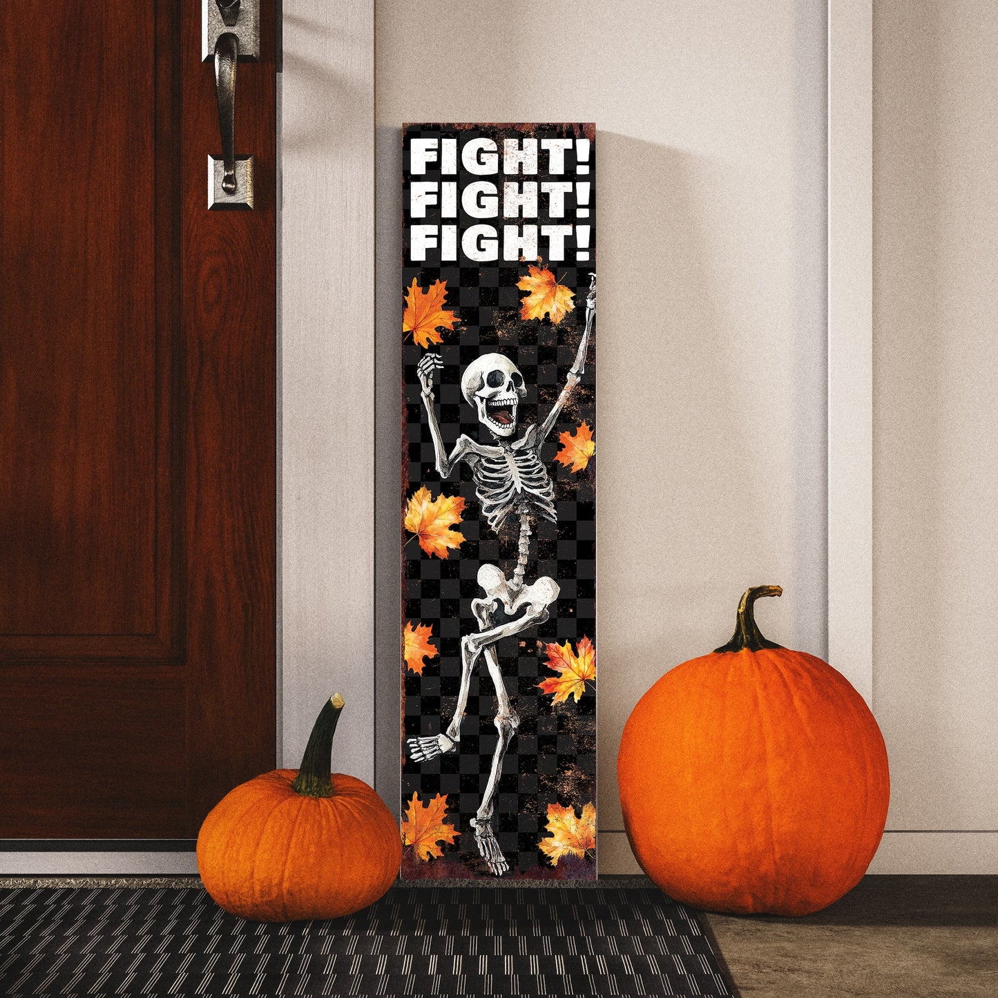 36in Dancing Skeleton Halloween Porch Sign - Front Porch Halloween Welcome Sign, Rustic Modern Farmhouse Entryway Board