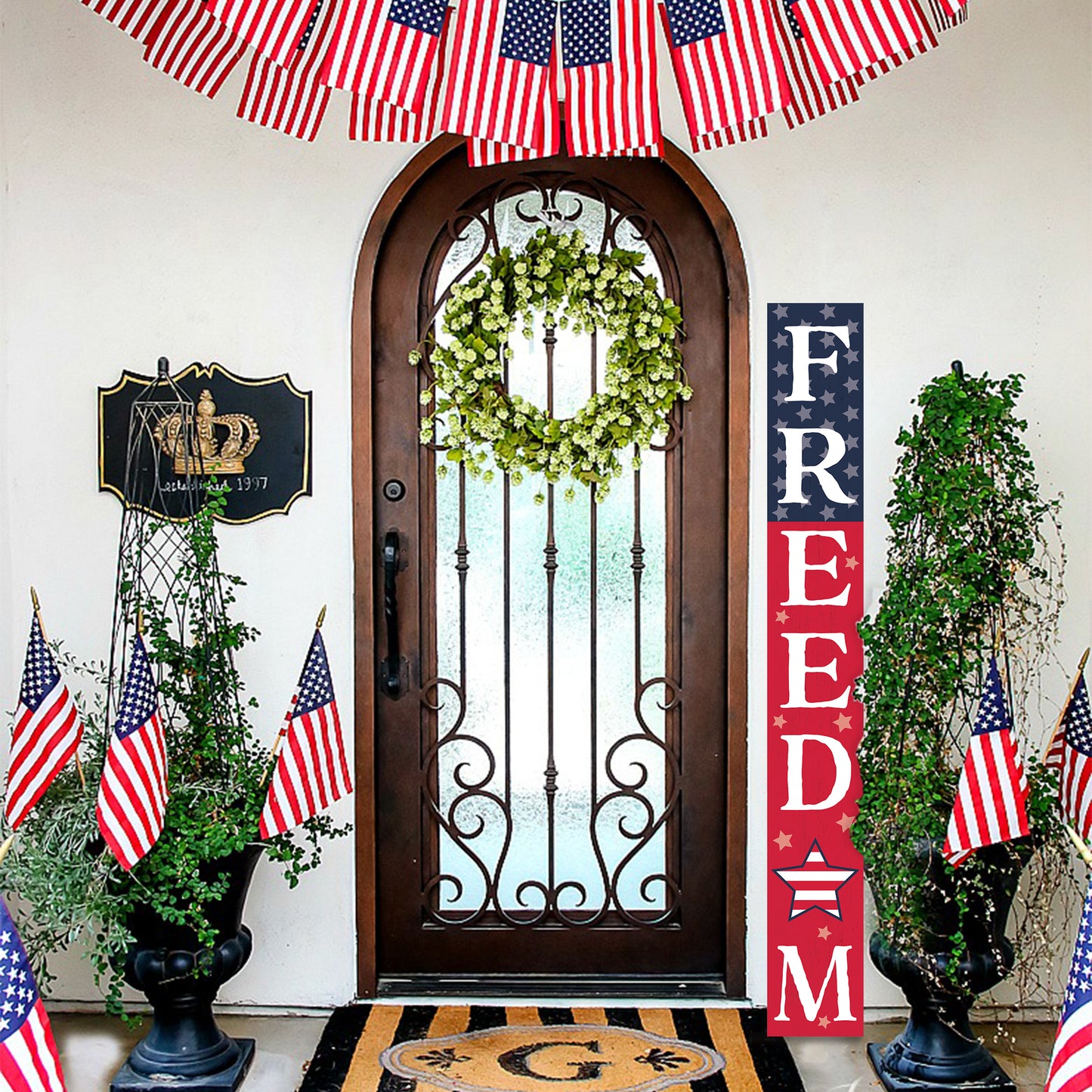 72in 4th of July Freedom Porch Sign | Patriotic Wooden Porch Decor | Farmhouse Decor for Porch | Independence Day Outdoor Decor