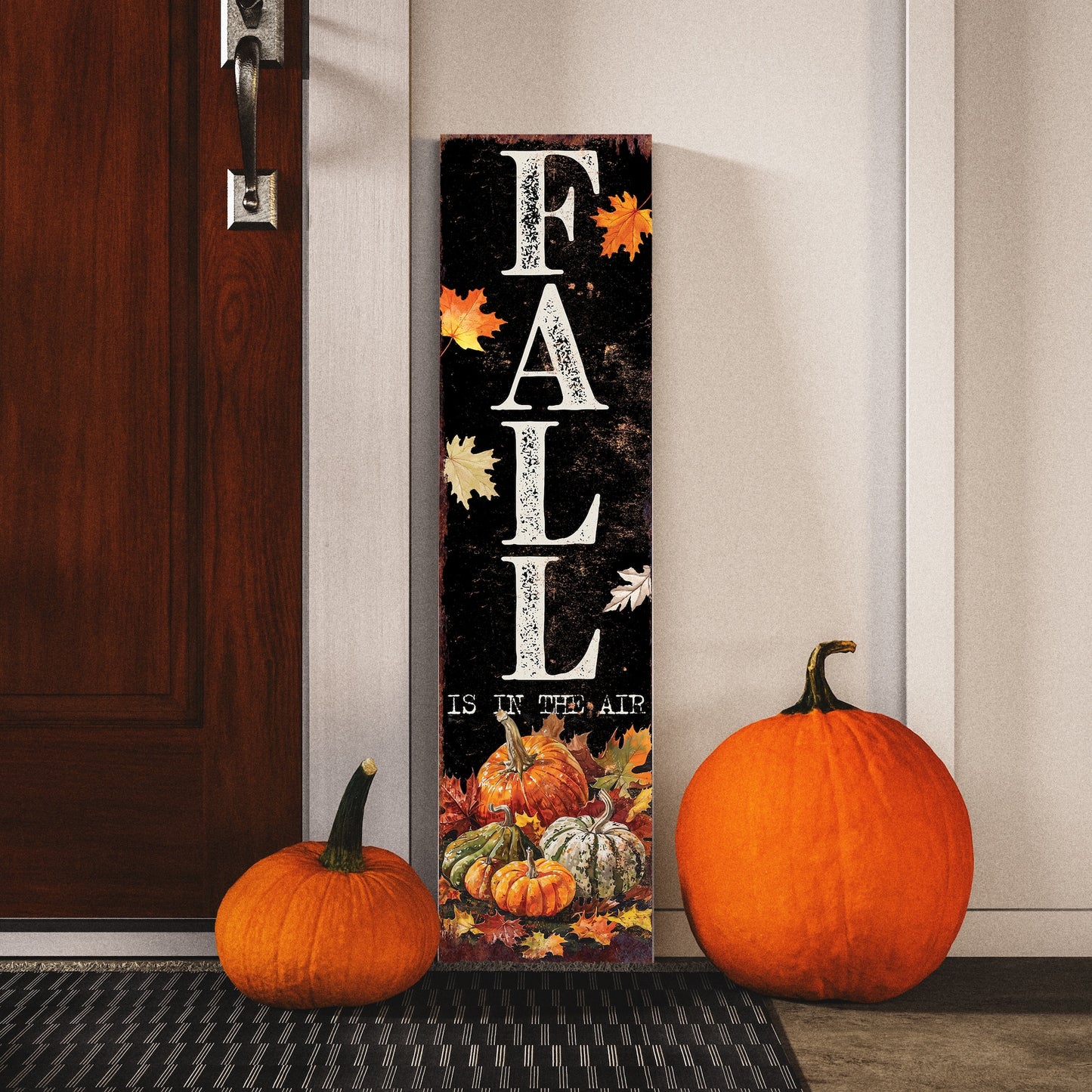 36in Fall Pumpkin Welcome Porch Sign - Front Porch Fall Decor Sign, Rustic Modern Farmhouse Entryway Fall Decor for Front Door