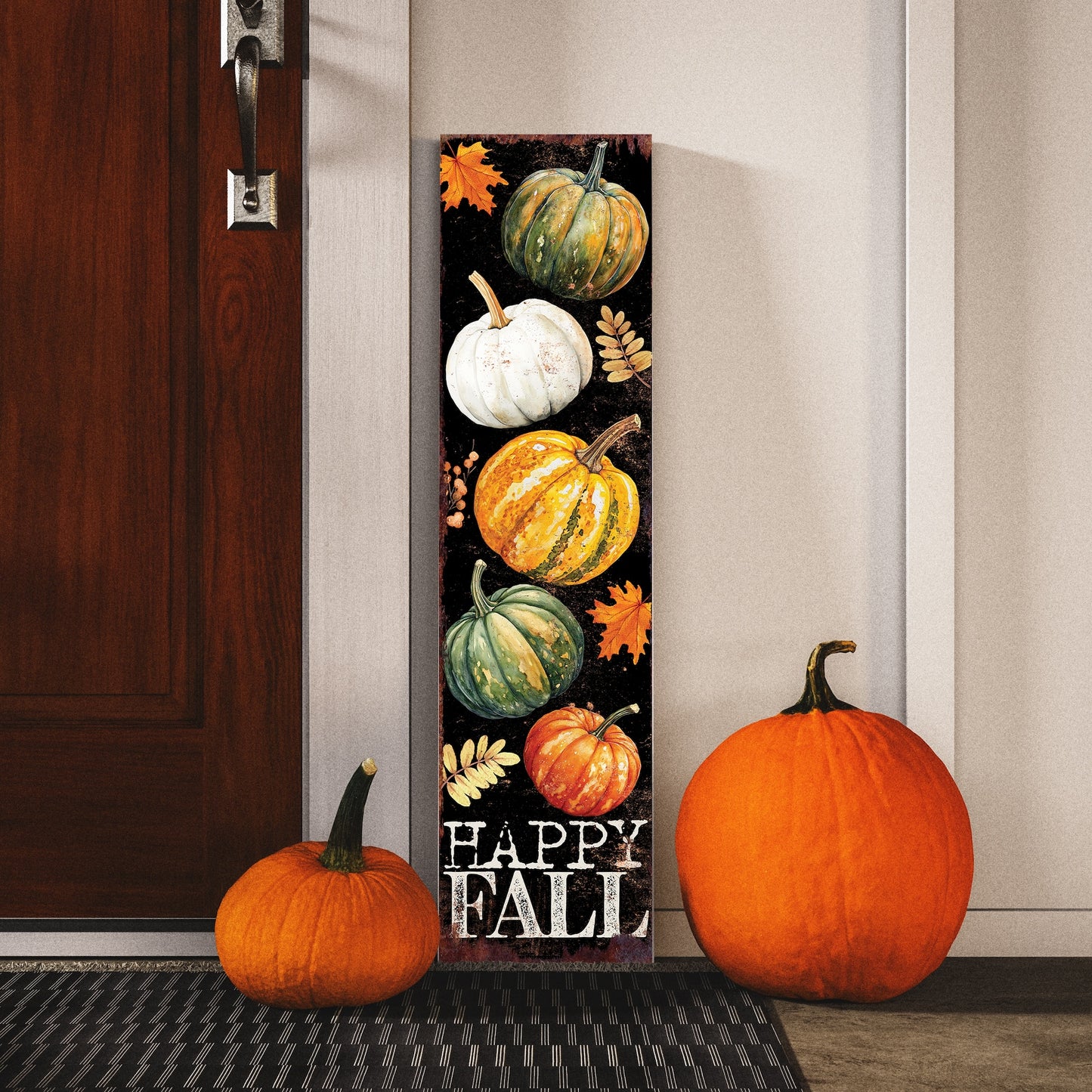 36in Fall Pumpkin Welcome Porch Sign - Front Porch Fall Decor Sign, Rustic Modern Farmhouse Entryway Fall Decor for Front Door