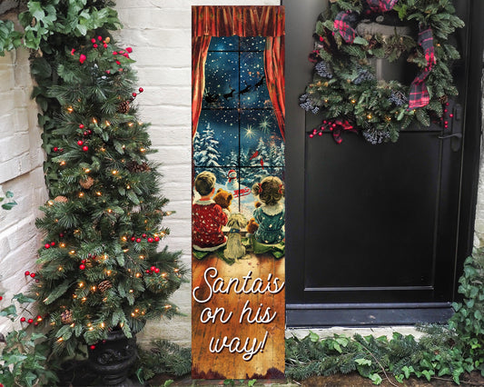 48in Christmas Porch Sign - Vintage Christmas Decor for Front Door | Holiday Porch Entryway Decoration | Christmas Home Decor | 48x12