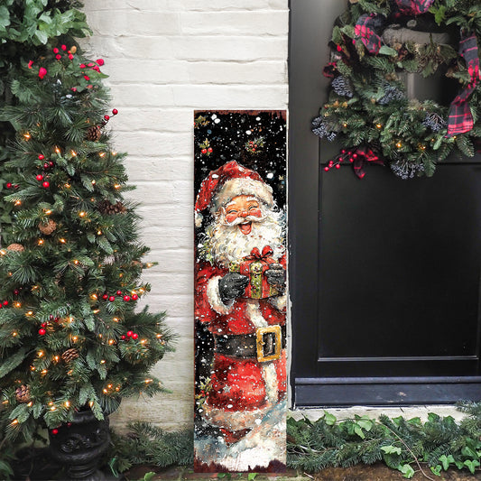 Santa Christmas Porch Sign – Holiday Entryway Welcome Decor for Outdoor Use