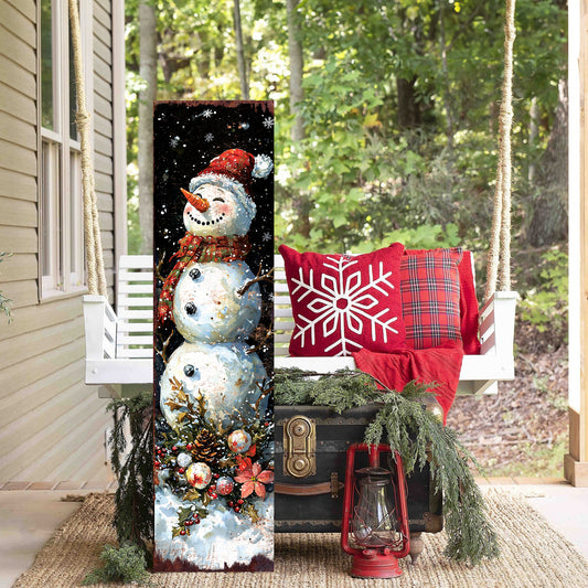 Rustic Snowman Let It Snow Christmas Porch Sign | Outdoor Winter Decor