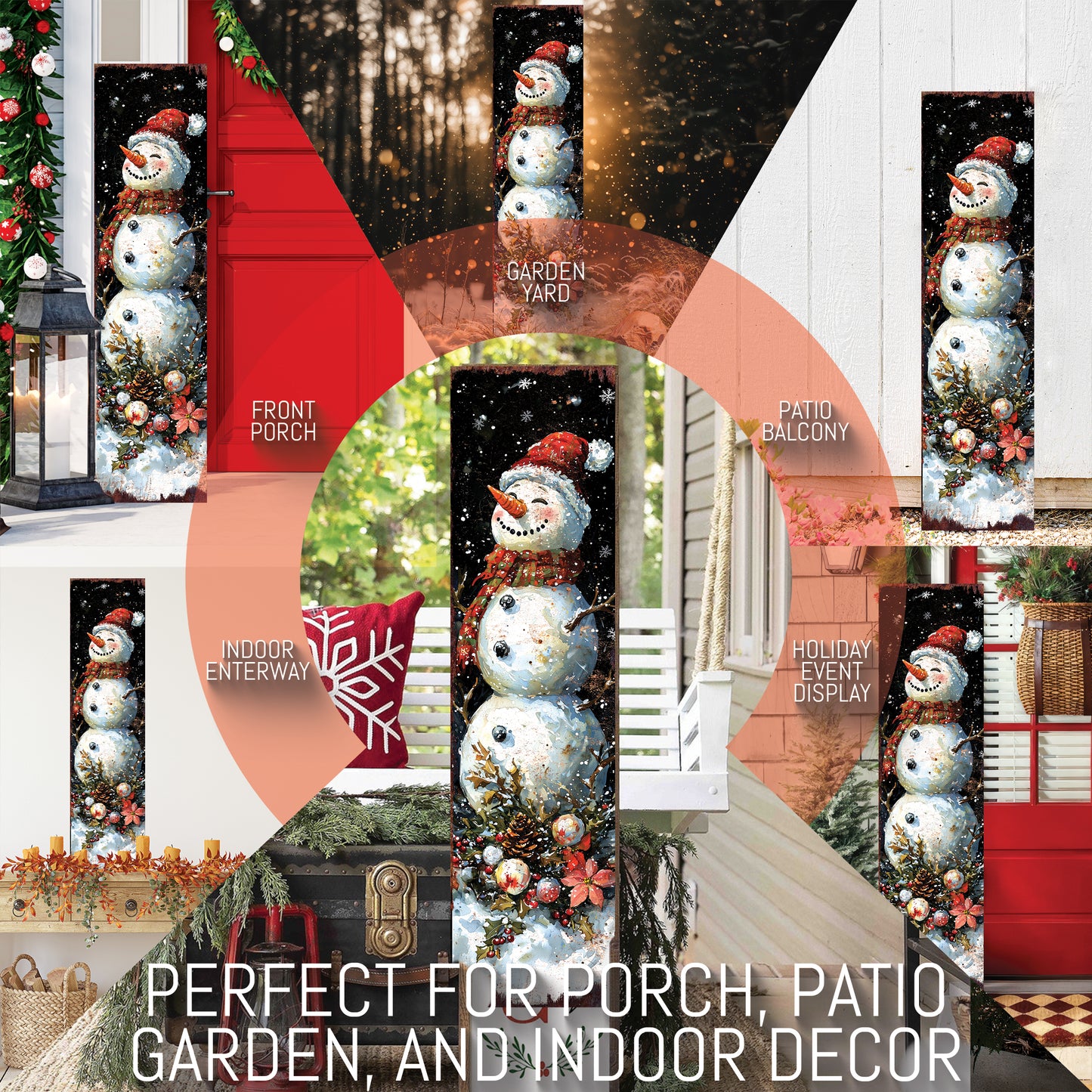 Rustic Snowman Let It Snow Christmas Porch Sign | Outdoor Winter Decor