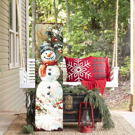 Merry Christmas Snowman Porch Sign | Whimsical Outdoor Welcome Decor