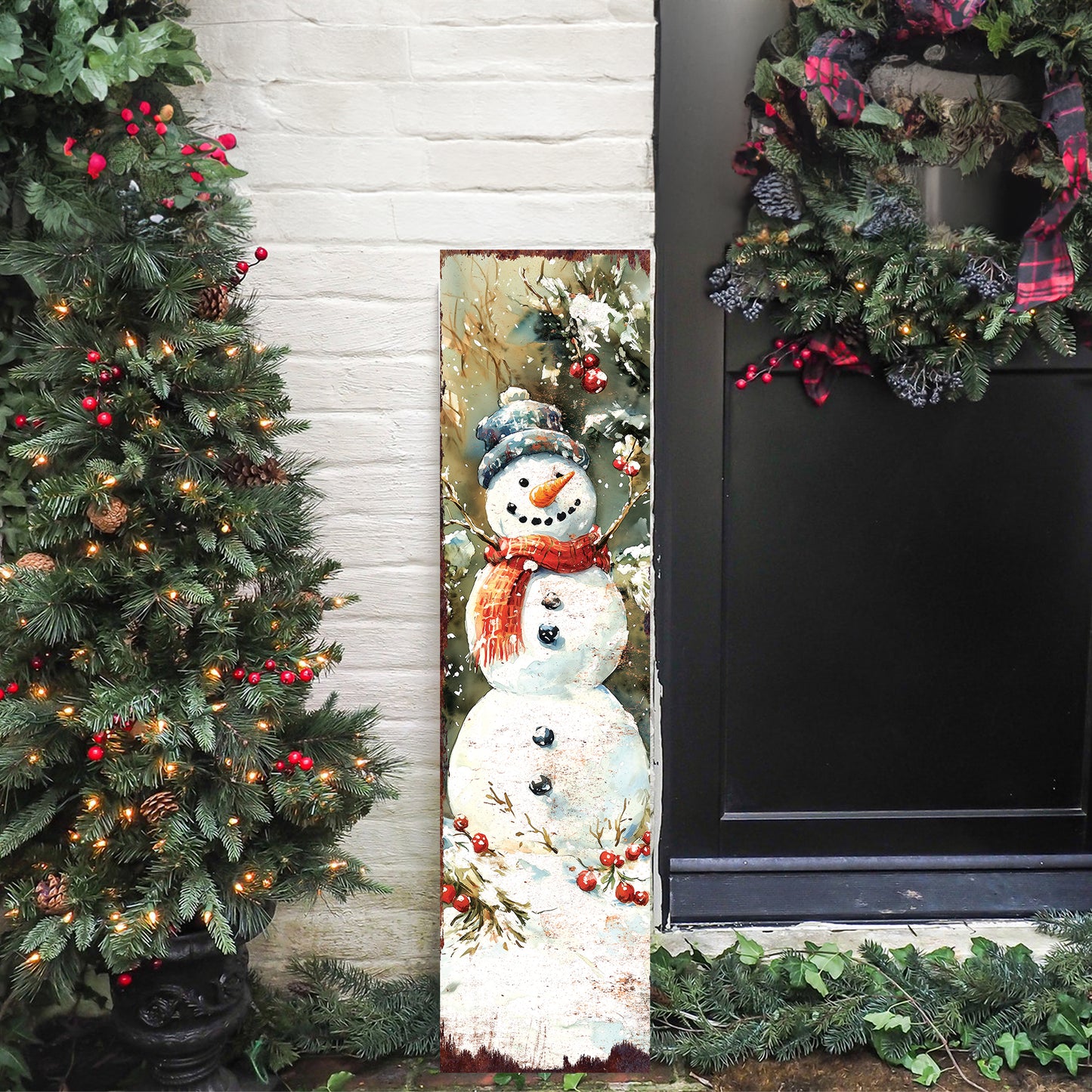 Merry Christmas Snowman Porch Sign | Whimsical Outdoor Welcome Decor