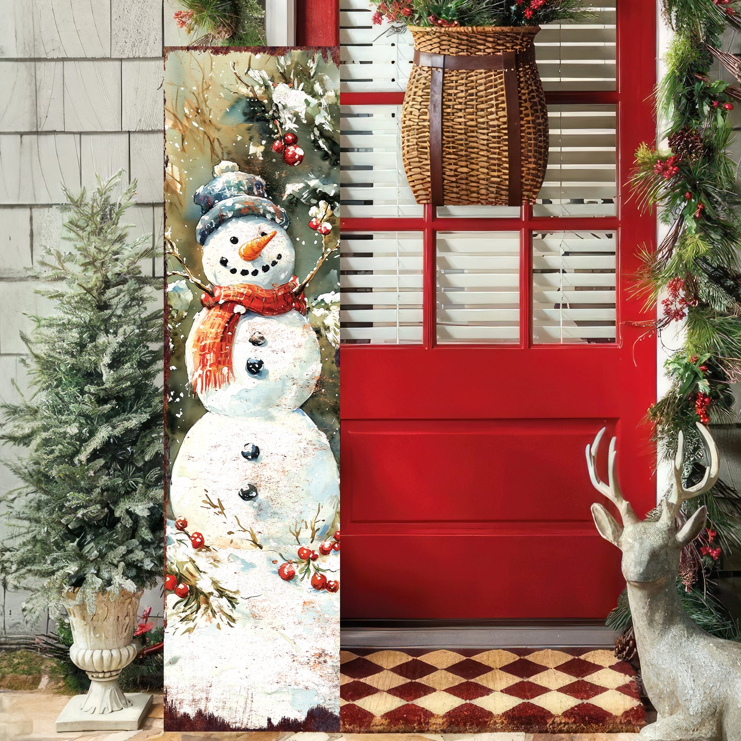 Merry Christmas Snowman Porch Sign | Whimsical Outdoor Welcome Decor