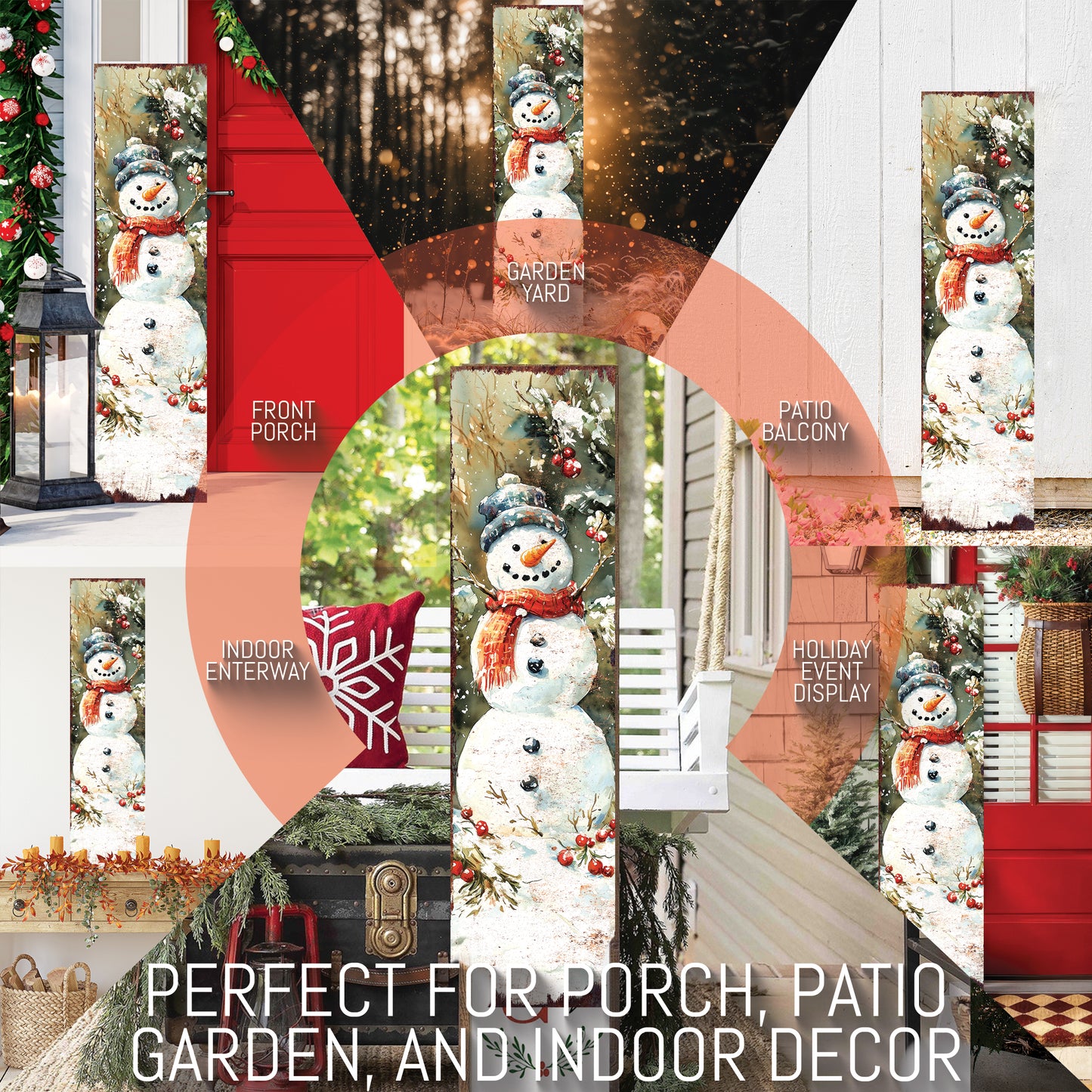 Merry Christmas Snowman Porch Sign | Whimsical Outdoor Welcome Decor