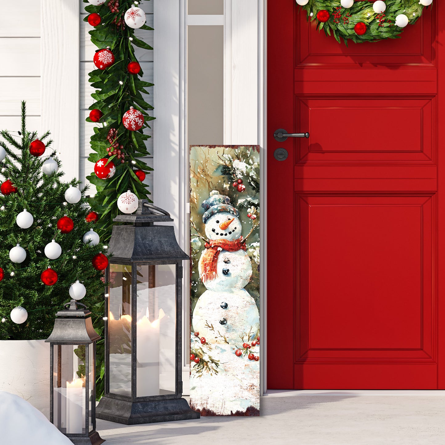 Merry Christmas Snowman Porch Sign | Whimsical Outdoor Welcome Decor