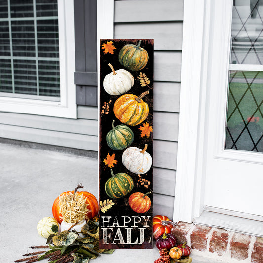 Happy Fall Porch Sign with Pumpkins Pattern | Front Porch Fall Plaque | Autumn Decoration | Entryway Harvest Decor