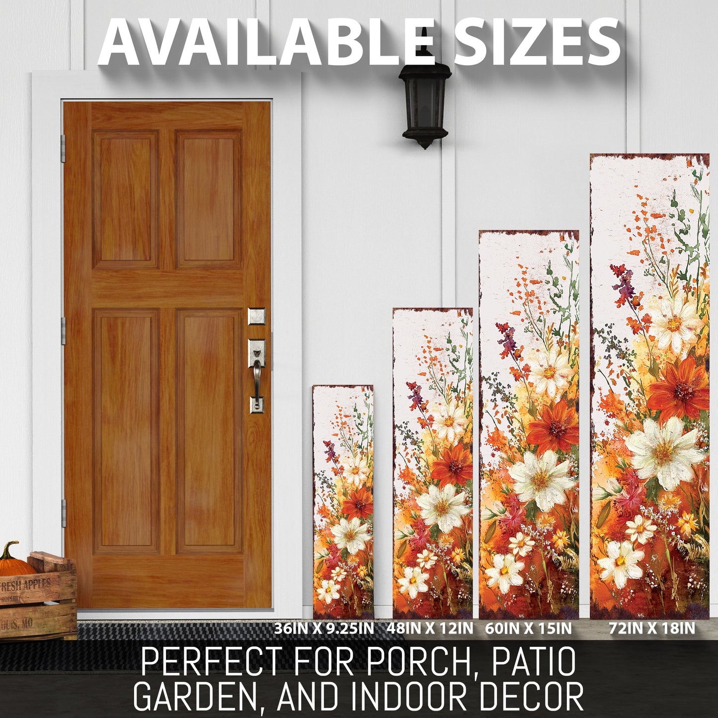 Fall Wildflower Porch Sign - Fall Front Porch Plaque with Harvest Decoration | Entryway Autumn Decor | Wood, UV Print