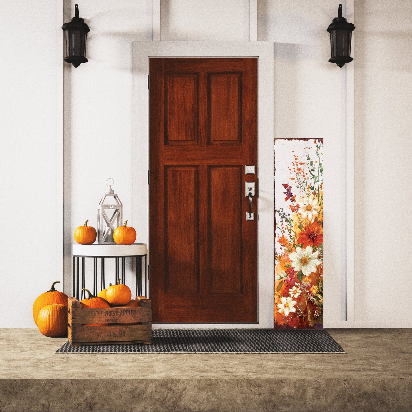 Fall Wildflower Porch Sign - Fall Front Porch Plaque with Harvest Decoration | Entryway Autumn Decor | Wood, UV Print