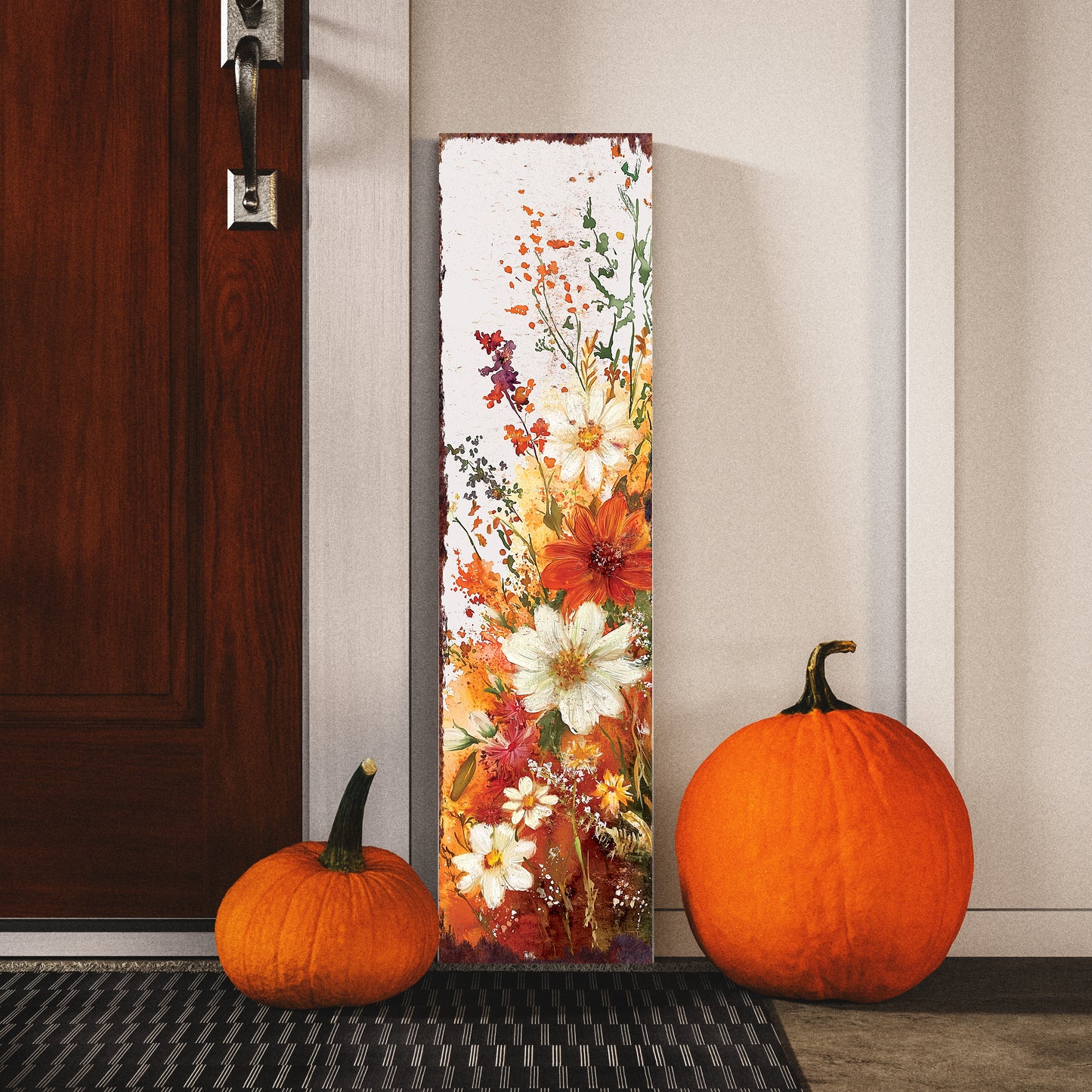 Fall Wildflower Porch Sign - Fall Front Porch Plaque with Harvest Decoration | Entryway Autumn Decor | Wood, UV Print