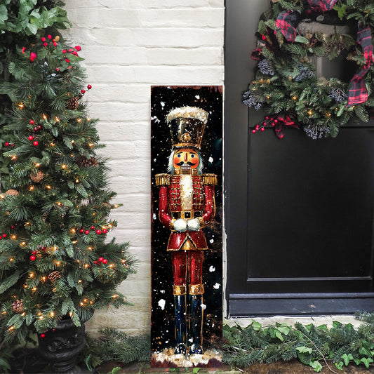 Red Nutcracker Porch Sign – Christmas Holiday Decor for Entryway & Outdoor