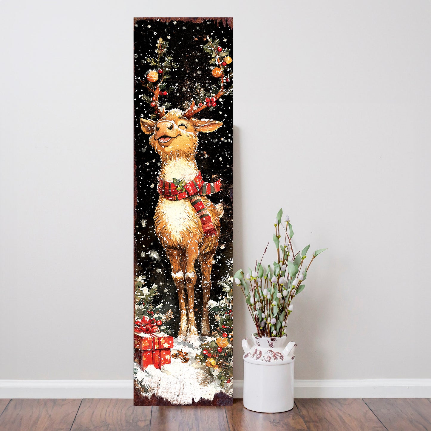 Rudolph Merry Christmas Welcome Sign | Indoor Outdoor Holiday Decor