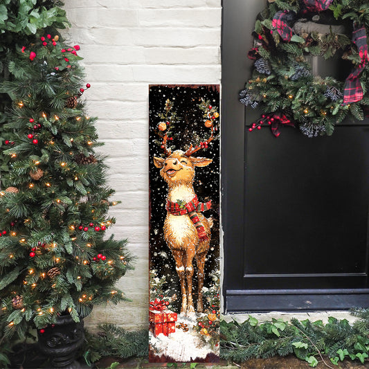Rudolph Merry Christmas Welcome Sign | Indoor Outdoor Holiday Decor