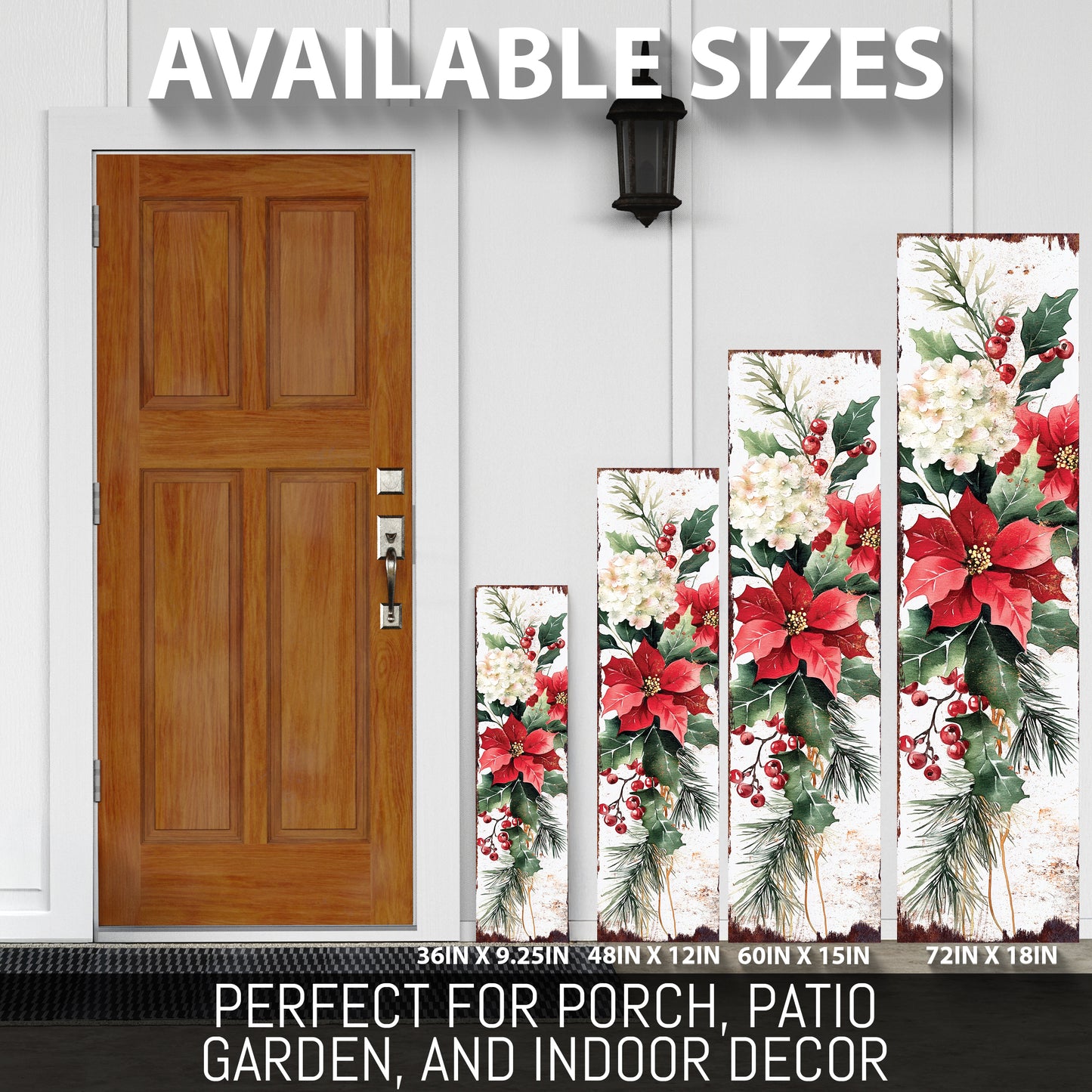 Christmas Poinsettia Porch Sign - Festive Holiday Outdoor Welcome Decor