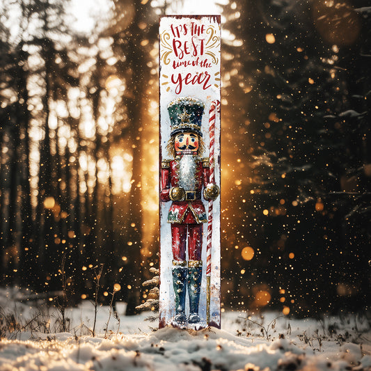 42-inch Christmas Nutcracker Garden Stake | Watercolor Nutcracker Soldier | Outdoor Winter Yard Art