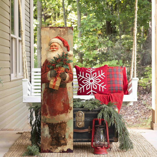 Vintage Christmas Santa Porch Sign | Festive Outdoor Welcome Decor