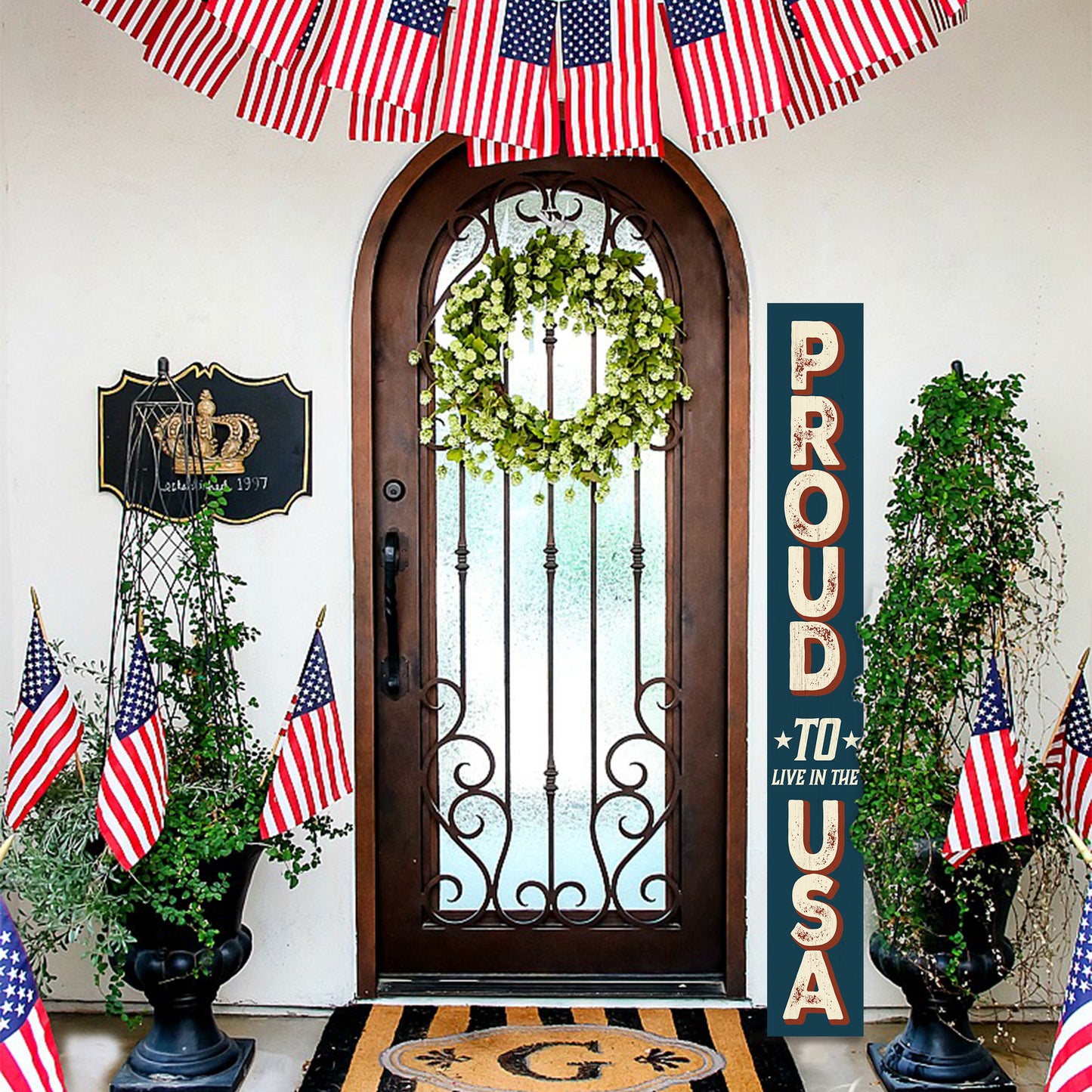 72in Proud To Live In The USA Porch Sign | 4th of July Porch Decor | Farmhouse Decor for Porch | Independence Day Outdoor Decor