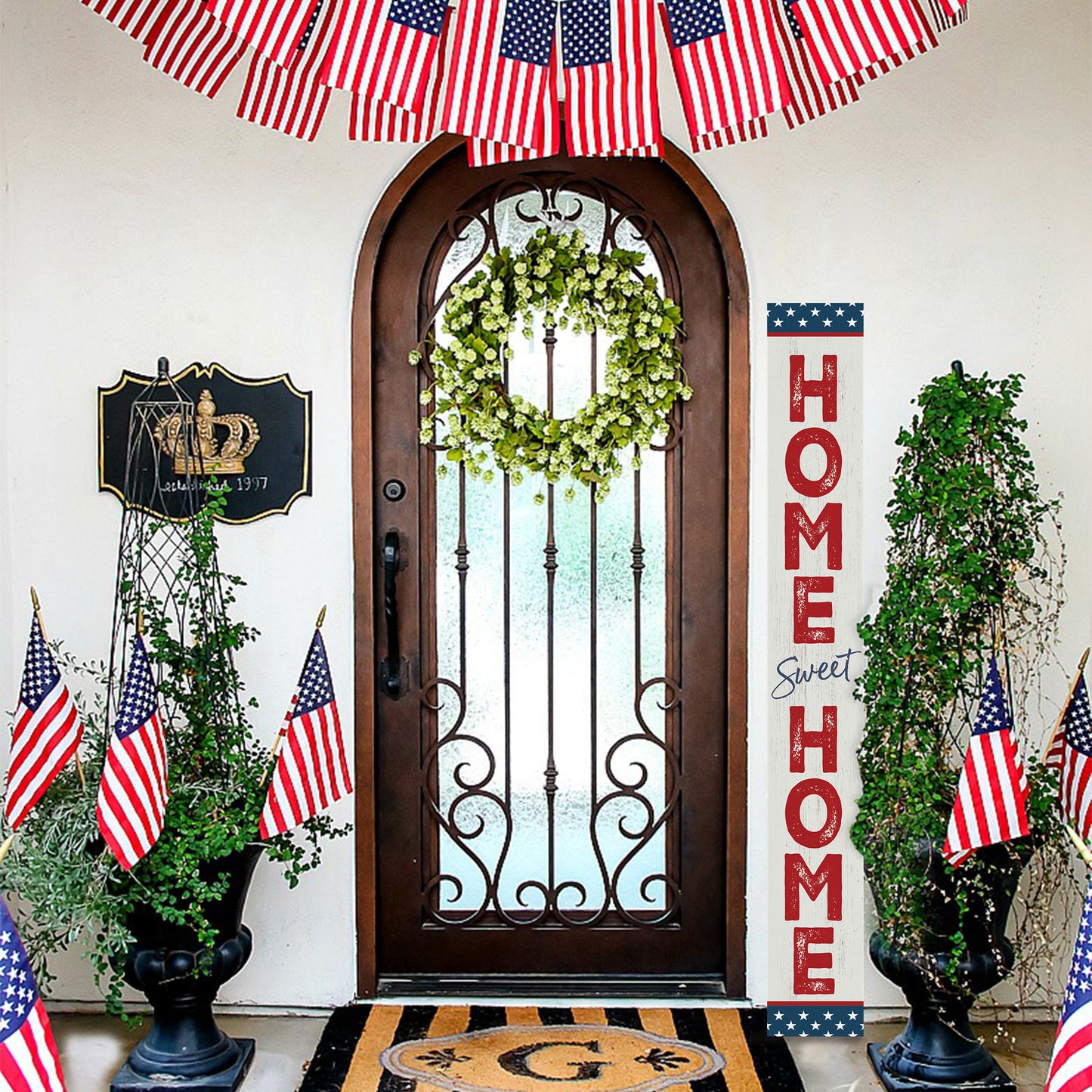 72in Home Sweet Home Porch Sign | 4th of July Porch Decor | Farmhouse Decor for Porch | Independence Day Outdoor Decor