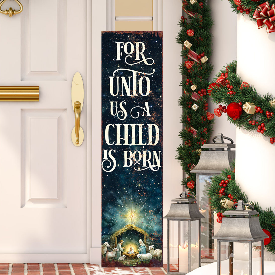 Faithful Christmas Nativity Porch Sign | Rustic Outdoor Entryway Decor