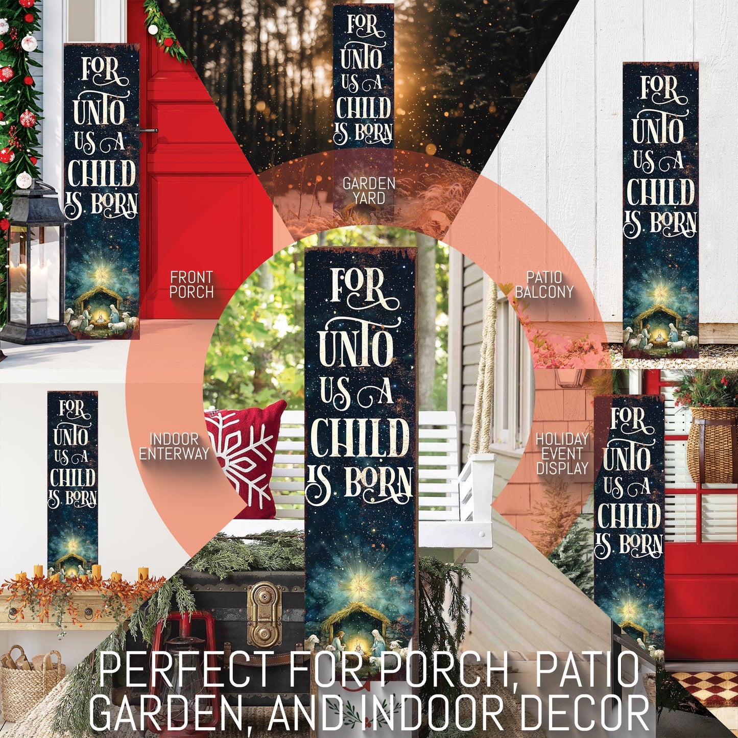 Faithful Christmas Nativity Porch Sign | Rustic Outdoor Entryway Decor