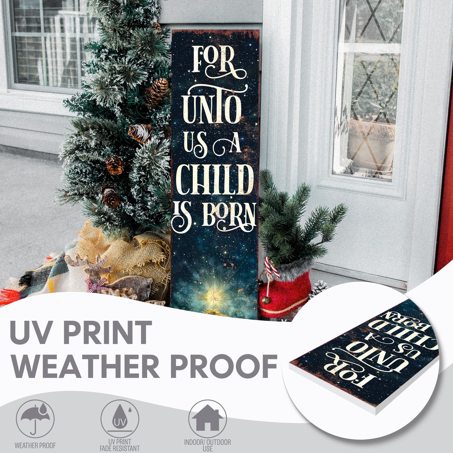 Faithful Christmas Nativity Porch Sign | Rustic Outdoor Entryway Decor