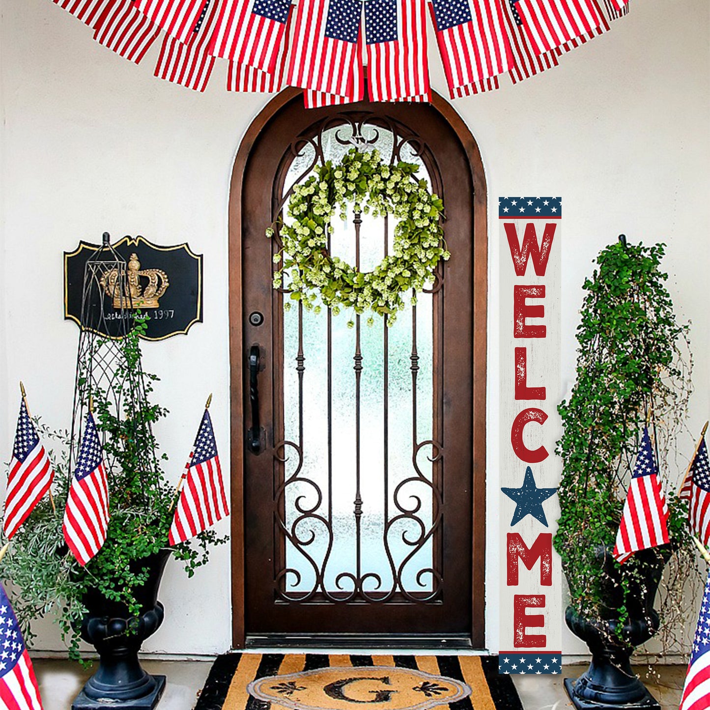 72in Welcome Porch Sign | 4th Of July Porch Decor | Farmhouse Decor for Porch | Independence Day Outdoor Decor