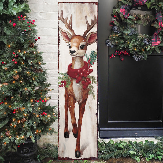 Rudolph Christmas Porch Sign | Outdoor Holiday Decor | Christmas Reindeer Porch Decoration | 2 Sizes