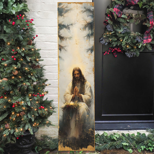 Jesus Christ Religious Porch Sign | Wooden Front Porch Plaque | Holiday Entryway Decor | UV Print | 3 Sizes