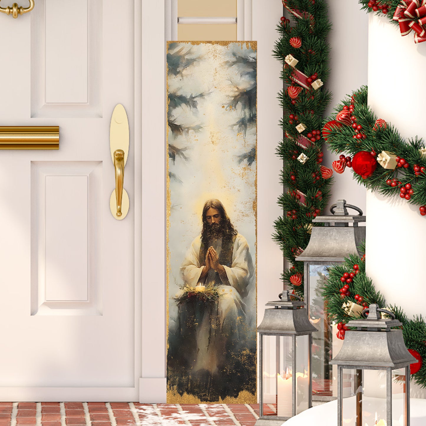 Jesus Christ Religious Porch Sign | Wooden Front Porch Plaque | Holiday Entryway Decor | UV Print | 3 Sizes