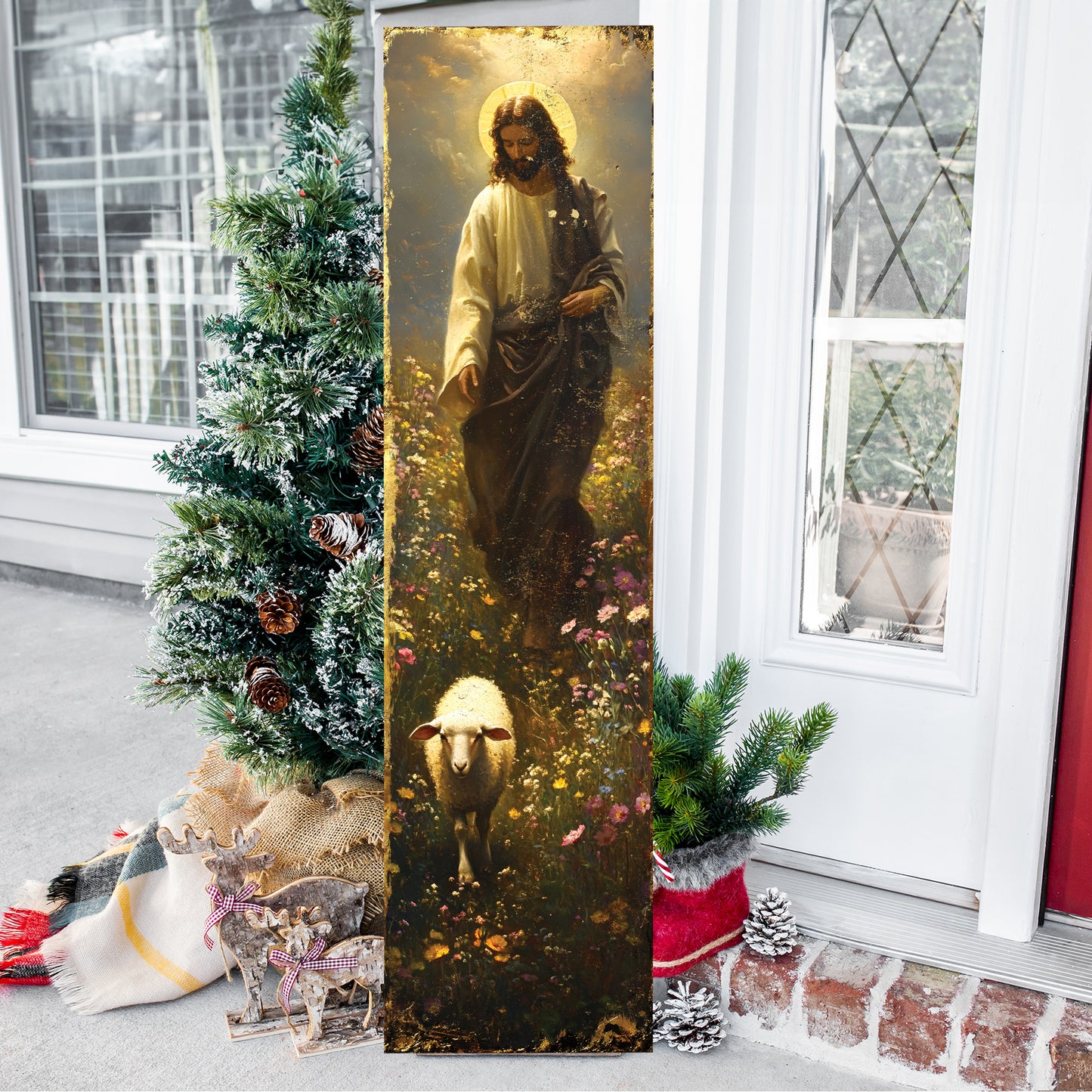 Jesus Christ Porch Sign | Religious Front Porch Plaque | Entryway Decor | UV Print | 3 Sizes Available