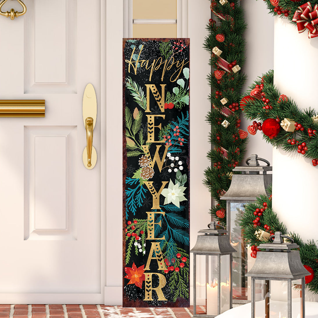 Joy/Peace/Happy New Year Porch Sign | Christmas Welcome Sign | Rustic Farmhouse Entryway Board | 3 Sizes